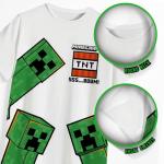 Minecraft Boy's Short Sleeve T-Shirt 4-Pack - Creeper, Skeleton, Zombie Graphic Tee Set for Kids (White/Green/Black/Gray, Size 14/16)