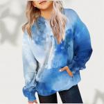 Pink Puff Hoodie Cute Hoodies For Girls Tie Dye Oversized Pullover Sweatshirts Long Sleeve Trendy Shirts Preppy Clothes 2-14 Years Dark Blue-2 11-13Years