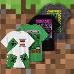 Minecraft Boy's Short Sleeve T-Shirt 4-Pack - Creeper, Skeleton, Zombie Graphic Tee Set for Kids (White/Green/Black/Gray, Size 14/16)