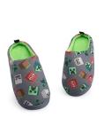 Minecraft Boys Grey Slip On Loafer Slippers | Character All Over Print Design Comfortable Gaming Theme Indoor Shoes for Kids