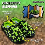 Minecraft - Kids Slippers, Cozy Indoor Slippers with Vine Design, Non-Slip Kids Slippers, Game Merchandise, Black/White, 28/29 EU