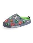 Minecraft Boys Grey Slip On Loafer Slippers | Character All Over Print Design Comfortable Gaming Theme Indoor Shoes for Kids