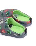 Minecraft Boys Grey Slip On Loafer Slippers | Character All Over Print Design Comfortable Gaming Theme Indoor Shoes for Kids