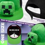 Minecraft Boys Baseball Cap with Removable Plush Accessory - Gamer Gifts (Green/Black)