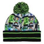 Minecraft Sublimated Character Graphic Kid's Novelty Knit Cuff Pom Pom Beanie Winter Hat Cold Weather OSFM Boy's Girl's Multicolored