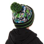 Minecraft Sublimated Character Graphic Kid's Novelty Knit Cuff Pom Pom Beanie Winter Hat Cold Weather OSFM Boy's Girl's Multicolored