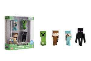 Jada Minecraft 2.5" MetalFigs 4-Pack - Includes Steve in Diamond Armor, Alex in Leather Armor, Enderman & Creeper