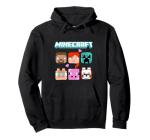 Minecraft Characters Faces With Hearts And Logo Pullover Hoodie