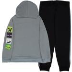 Minecraft Boys 2-Piece Fleece Sweatshirt and Pants Set, Long Sleeve Pullover Hoodie and Jogger Bundle for Kids (Gray/Black, Size 7)