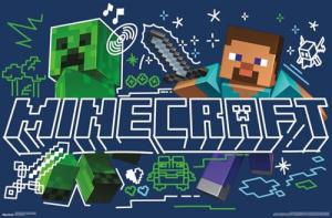 Trends International Minecraft: Doodle - Steve & Creeper Variant Wall Poster, 19L x 13W, Premium Unframed Version