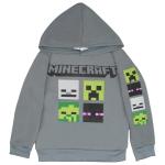 Minecraft Boys 2-Piece Fleece Sweatshirt and Pants Set, Long Sleeve Pullover Hoodie and Jogger Bundle for Kids (Gray/Black, Size 7)