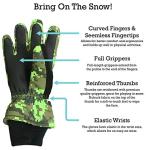 N'Ice Caps Kids Waterproof Winter Thinsulate Warm Gloves (9-10 Years, Neon Green Digital Camo)