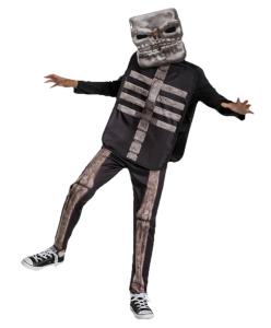 Minecraft Skeleton Boys Costume Small 6/7 Movie Pop Out Torso Zombie Black New