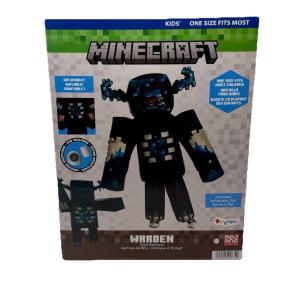 Minecraft Warden Inflatable Costume Child Blow Up 4 AA Battery Fan Black New
