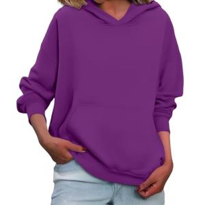 Fall Sweatshirts, Purple Women's Sweatshirts Oversized Hoodies Long Sleeve Cute Hoodie Fleece Hooded Pullover Tops Sweaters Casual Comfy Winter Fall Fashion Outfits Clothes 4XL