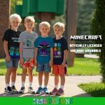 Minecraft Boy's Short Sleeve T-Shirt 4-Pack - Creeper, Skeleton, Zombie Graphic Tee Set for Kids (Black/Gray/Navy/Blue, Size 8)