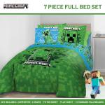 Jay Franco Kids Comforter Set Includes Sheets and Pillow Covers - Soft and Cozy Bed Set for Stylish Room Decor, Green - Minecraft Creeper, 7 Piece Full Size Bedding