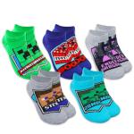 Minecraft Socks for Boys Set - Accessories Bundle With 5 Pairs of Socks for Kids Size 7-10, Ages 4-6 Plus Reward Stickers | Apparel Set