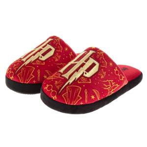 Josmo Harry Potter House Sandals Closed Toe Lightweight Warm Soft - Magic Wizard Hogwarts Slippers for Girls and Boys- Red (size 4-5 Big Kid)