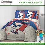 7 Piece Minecraft Creeper Full Size Comforter Set