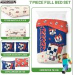 7 Piece Minecraft Creeper Full Size Comforter Set