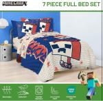 7 Piece Minecraft Creeper Full Size Comforter Set
