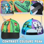 Minecraft Trucker Hat Baseball Cap and Kids Sunglasses Set Adjustable Snapback UV Protection Gamer Gifts (6-14 Years, Multi)