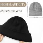 PFFY 2 Packs Unisex Beanie Hats for Men Women Knit Winter Beanies Black+Gray