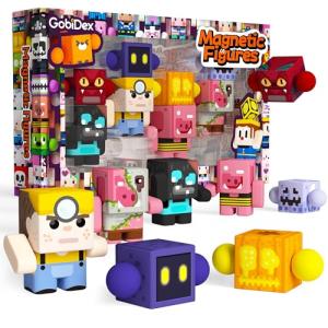 GobiDex 8PCS Magnetic Action Figures- Creatures of Block World Toys Pack, Compatible with Magnet Building Blocks & Tiles, STEM Learning Pretend Play Toys for Ages 3+