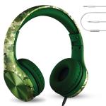 LilGadgets Connect+ Pro Wired Kids Headphones for School with Mic, Volume Limit & Noise Reduction Over-Ear Headset with Cord, SharePort Technology & SoftTouch Padding, Digital Camo