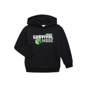 Minecraft Youth Boys Black Graphic Long Sleeve Hooded Hoodie Sweatshirts: 4-5