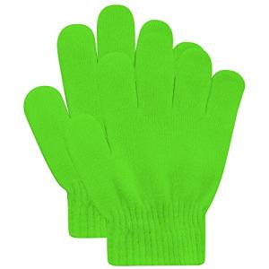 Uttpll Toddler Magic Mittens Kid Gloves Stretch Full Finger Solid Color Winter Protection Warm Knitted Gloves for Boys Girls Supplies Green One Size