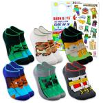 Minecraft Socks Set - Minecraft Accessories Bundle with 6 Pairs of Socks for Boys Age 6-8 Plus Stickers | Gift Set for Kids