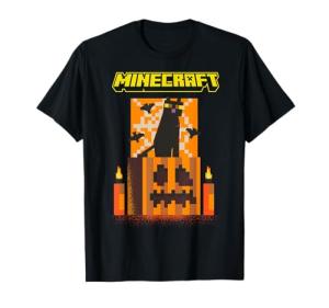 Minecraft Halloween Black Cat On Pumpkin Scene T-Shirt