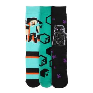 Bioworld Minecraft Characters & Icons Adult 3-Pair Casual Crew Socks
