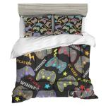 Sunnycitron Gaming Bedding Set Twin Comforter Set for Boys Gaming Comforter for Kids Teen Gaming Bed Video Games Quilt Game Home Decor (1 Comforter with 2 Pillowcase)