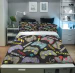 Sunnycitron Gaming Bedding Set Twin Comforter Set for Boys Gaming Comforter for Kids Teen Gaming Bed Video Games Quilt Game Home Decor (1 Comforter with 2 Pillowcase)