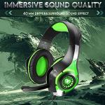 BlueFire Stereo Gaming Headset with Microphone for PS5 PS4 Xbox One Switch PC Mac – Wired Over-Ear Headphones with Surround Sound, Soft Memory Foam, Noise Canceling Mic, Light, 3.5mm Jack (Green)