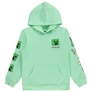 Minecraft Boys Video Game Hoodie - Black and Green Creeper Face - Official Hoodie Sweatshirt With Sleeve Prints (Green Mint, X-Small)