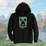 Minecraft Creeper Boys' Pullover Hoodie with Kangaroo and Zip Pocket (S)