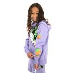 Minecraft Creeper Blocks Girl's Purple Drop Shoulder Hoodie & Cargo Sweatshorts Set-14