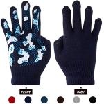 SATINIOR 6 Pairs Boys Girls Magic Stretch Gripper Gloves Winter Knitted Full Finger Gloves for 4-8 Years Old Kids, 6 Styles