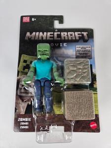 A Minecraft Movie Zombie Cobblestone & Oak Wood Block 4" Figure Mattel 2025 New