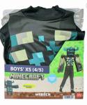 Minecraft Warden Costume 4/5 XS Deluxe Mask Jumpsuit Game Pixal Halloween New