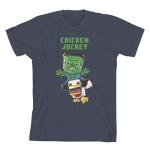 Minecraft Movie Chicken Jockey Youth Navy Crew Neck Short Sleeve T-Shirt-XS