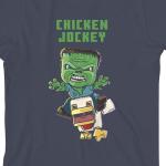 Minecraft Movie Chicken Jockey Youth Navy Crew Neck Short Sleeve T-Shirt-XS