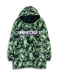 Minecraft Creeper Boys Green Blanket Hoodie | Soft Fleece Pullover with Hood & Long Sleeves | Cozy Loungewear