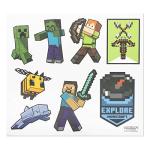 CultureFly Minecraft Boys' 5 Piece Gift Set Shirt, Socks, Wallet, Stickers, Slap Bracelets (7), Multicolor