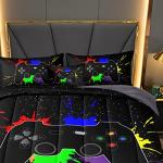 BDUCOK 5 Pieces Gamer Comforter Set for Boys Gaming Bedding Set Twin Size,Video Game Controller Comforter for Boys Kids Adult 3D Gamepad Microfiber Bed in A Bag Sets3001,Twin