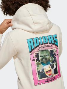 NWT adidas Originals X Minecraft Graphic Hoodie Kids in Wonder White Size Small